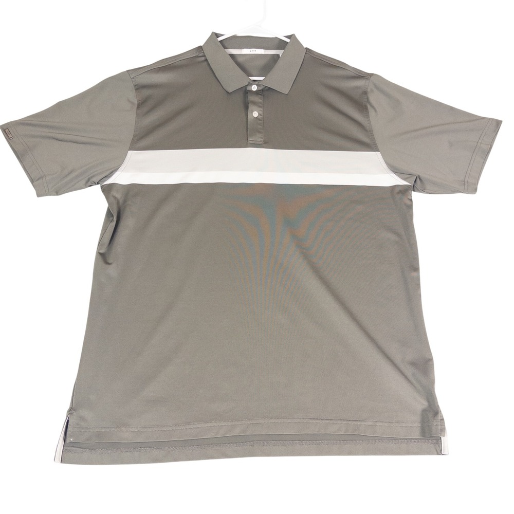 AUR Mens XXL Golf Polo Shirt Short Sleeve Performance Stripe Olive Green Gray
